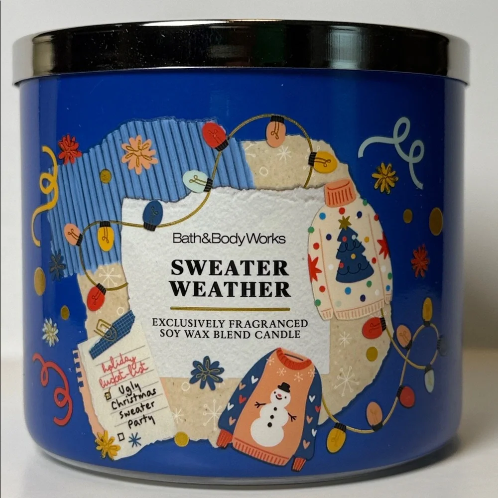 Bath & Body Works Sweater Weather Soy Wax Blend Retired 3 Wick Candle